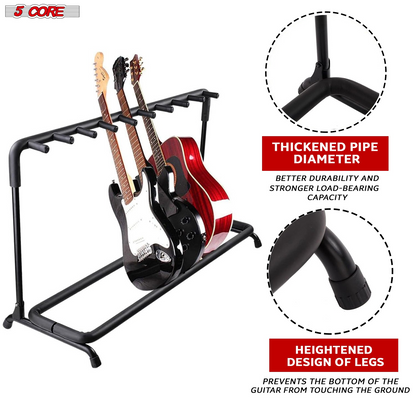 5Core Guitar Rack 9 Slot Multi Guitars Stands Floor Safe Storage for Electric Acoustic Flying V Guitars