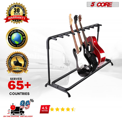 5Core Guitar Rack 9 Slot Multi Guitars Stands Floor Safe Storage for Electric Acoustic Flying V Guitars