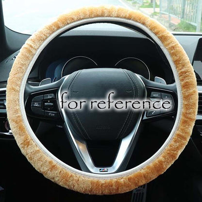 Beige Winter Plush Steering Wheel Cover Warm Car Wheel Protector Universal Car Accessories for Women Men