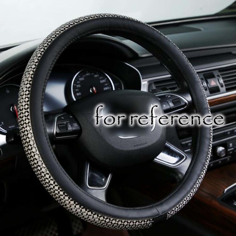 Bling Bling Steering Wheel Cover Rhinestone Universal Car Wheel Protector Car Accessories for Women; Black